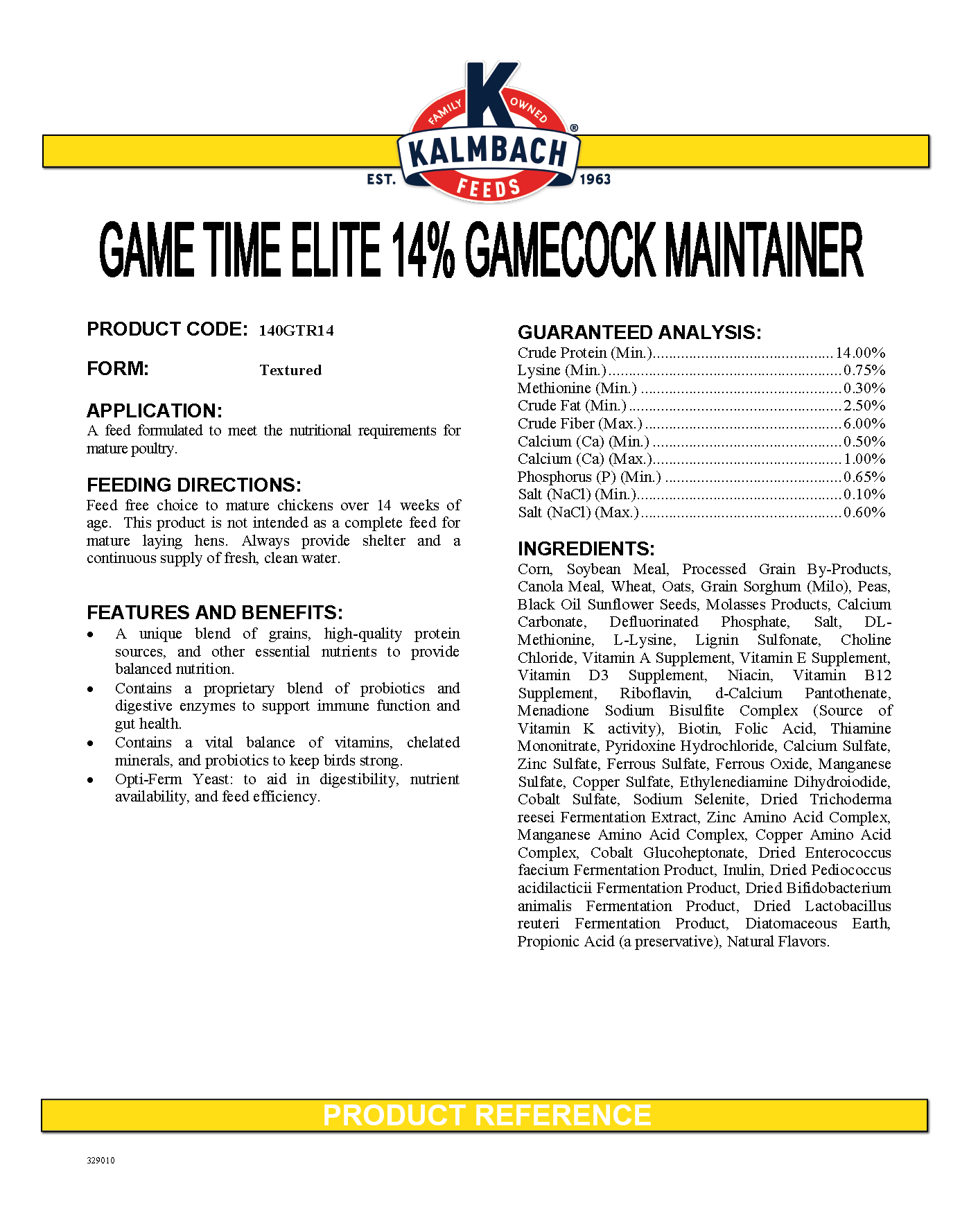 GAME TIME ELITE 14% GAMECOCK MAINTAINER - 50#