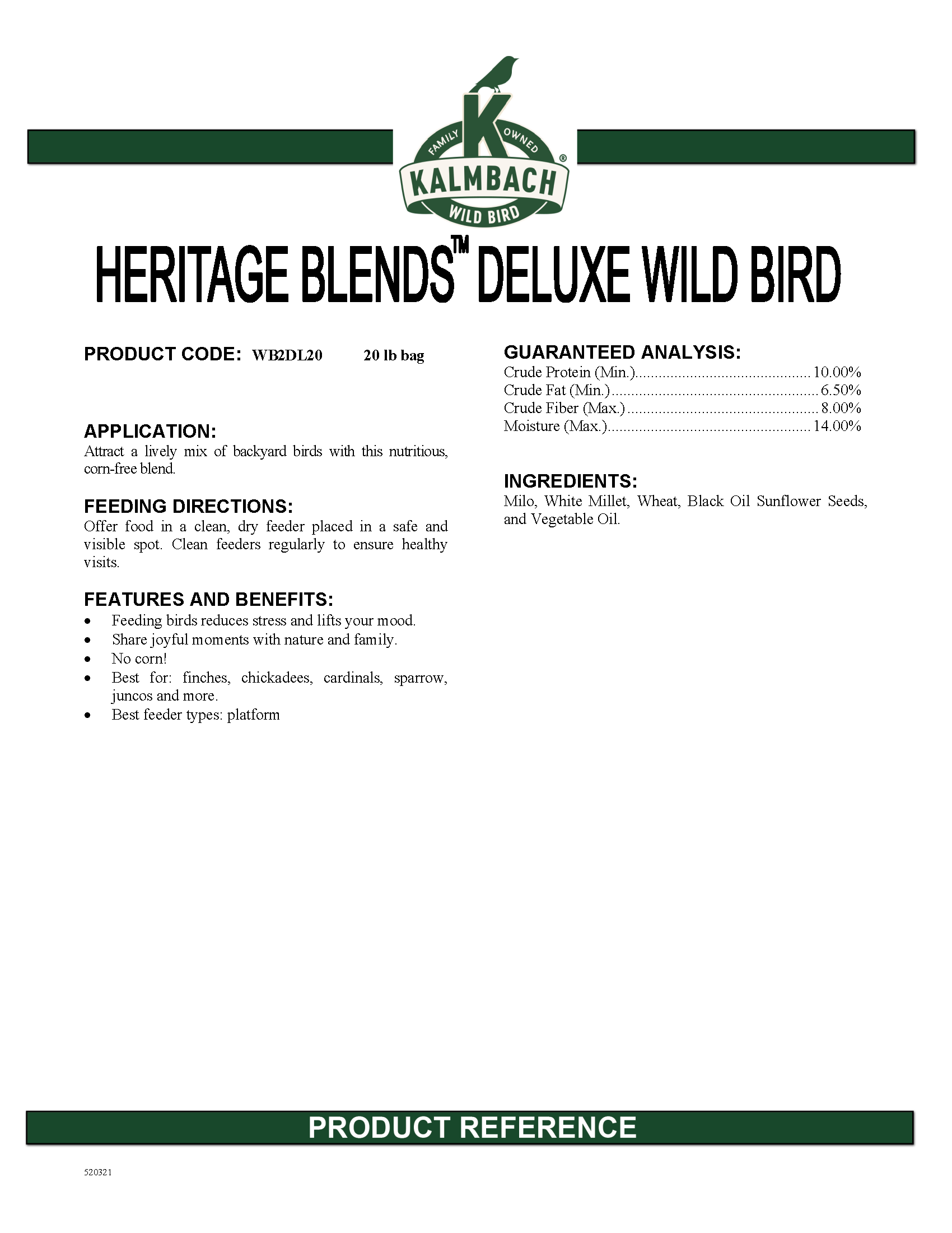 HERITAGE BLENDS DELUXE WILD BIRD - 20#