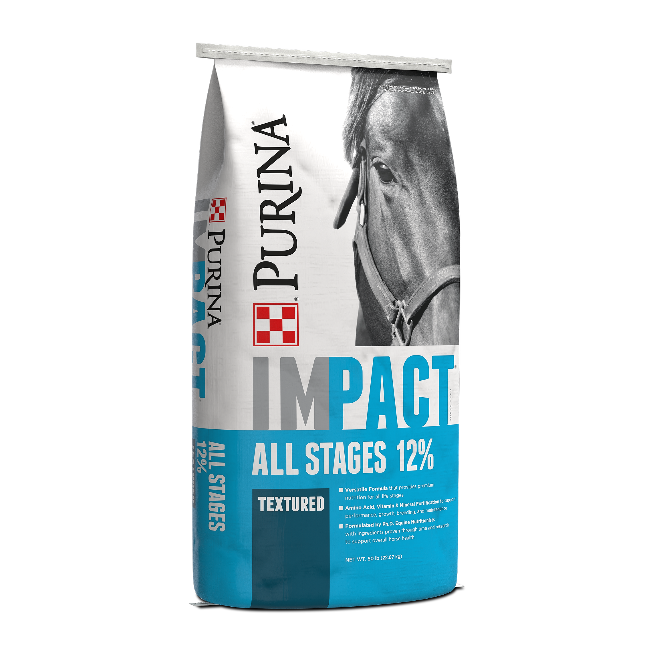 PURINA IMPACT ALL STAGES 12% TEXTURED FEED - 50#