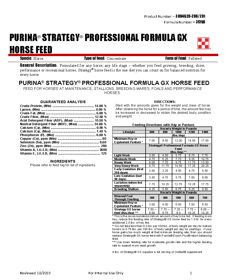 PURINA STRATEGY PROFESSIONAL FORMULA GX PELLET - 50#