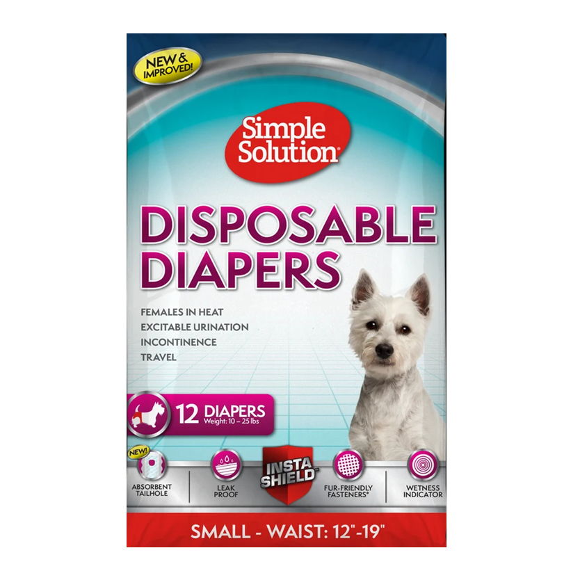 SIMPLE SOLUTION DISPOSABLE DOG DIAPERS 12CT - SM