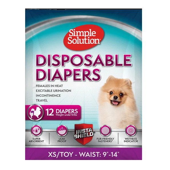 SIMPLE SOLUTION DISPOSABLE DOG DIAPERS 12CT - XS
