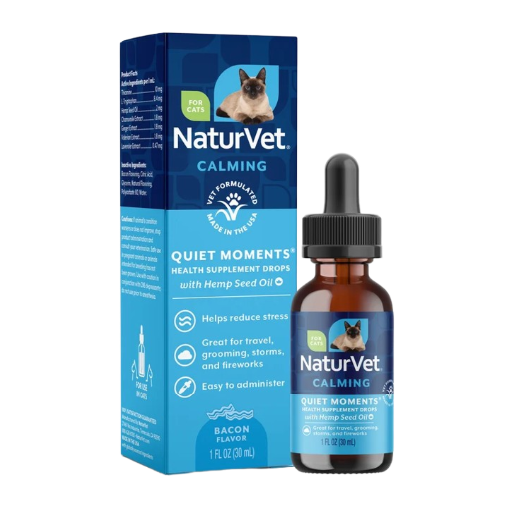 NATURVET QUIET MOMENTS W/ HEMP SEED OIL CAT CALMING DROPS 1OZ