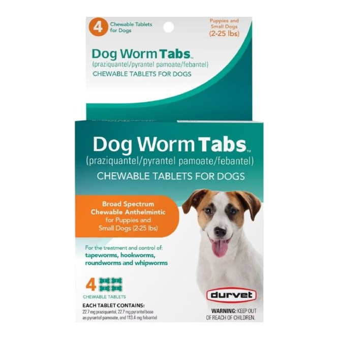 DURVET DOG WORM TABS FOR DOGS 2-25LB 4PK