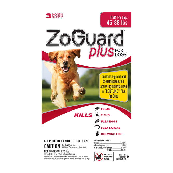 ZOGUARD PLUS FLEA & TICK FOR DOGS 45-88LB 3PK