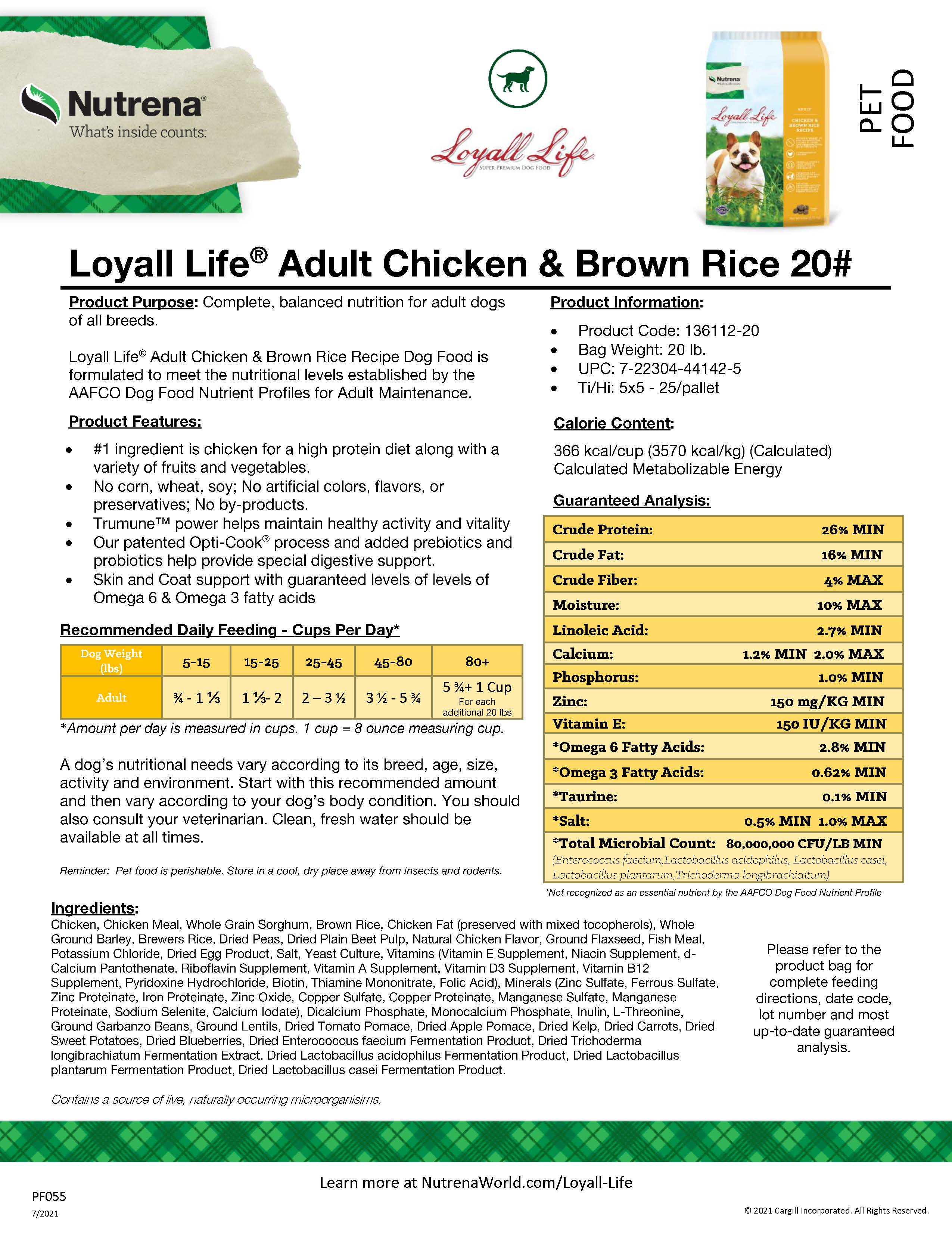 LOYALL LIFE ADULT CHICKEN  20#