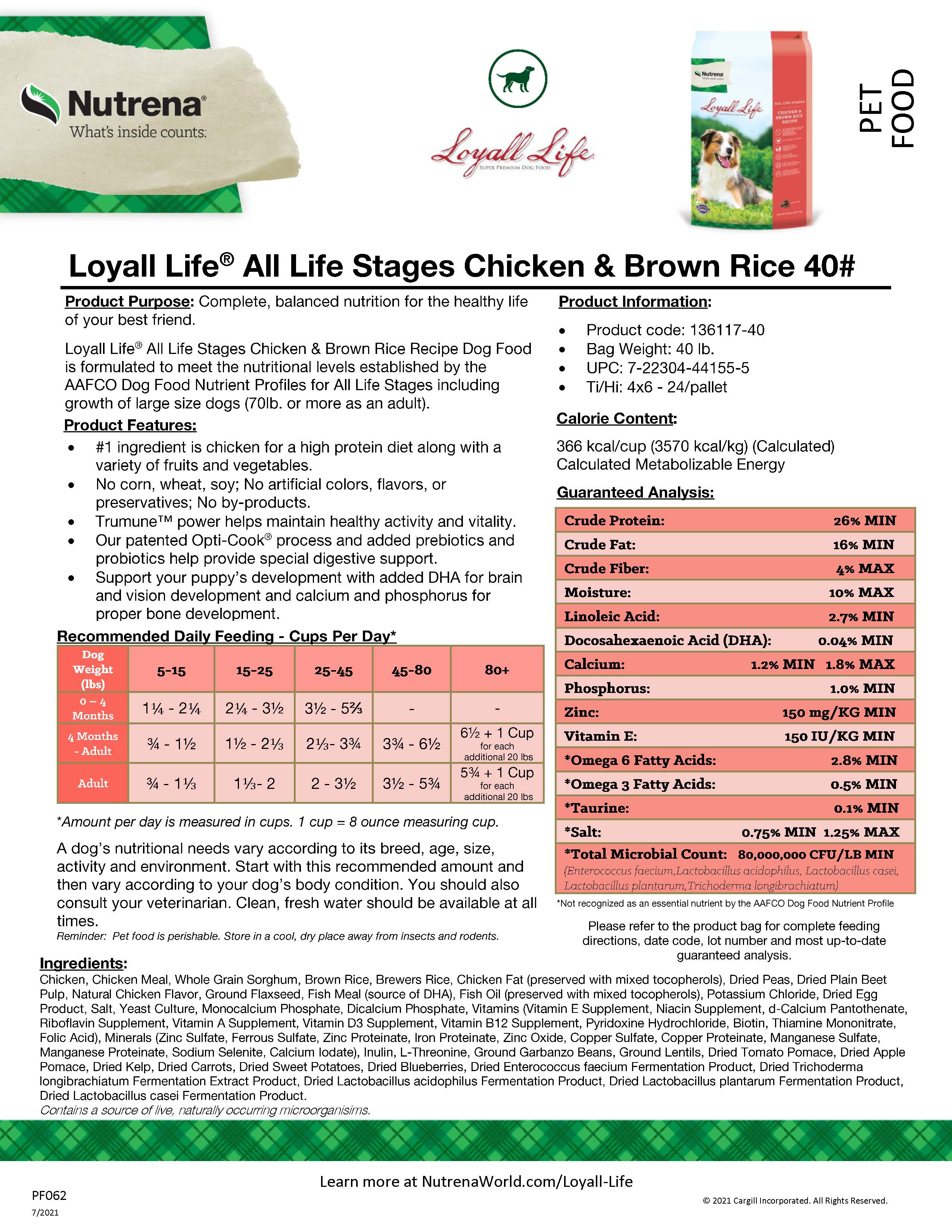 LOYALL LIFE ALL LIFE STAGES 40#