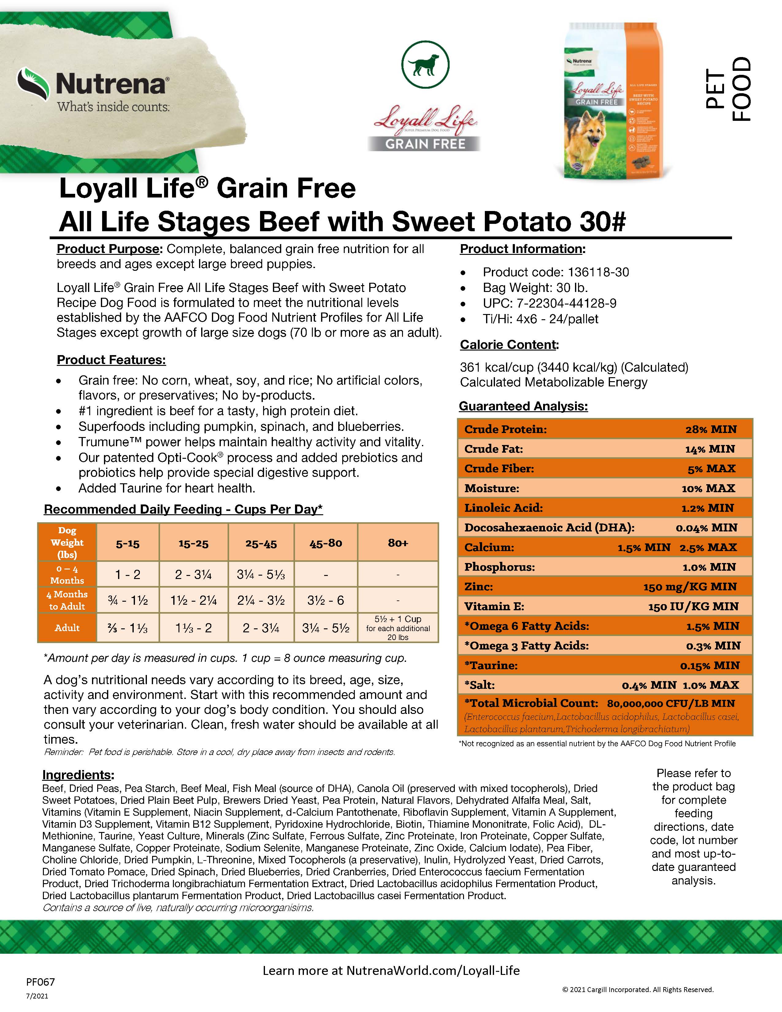 LOYALL LIFE GRAIN FREE BEEF 30#