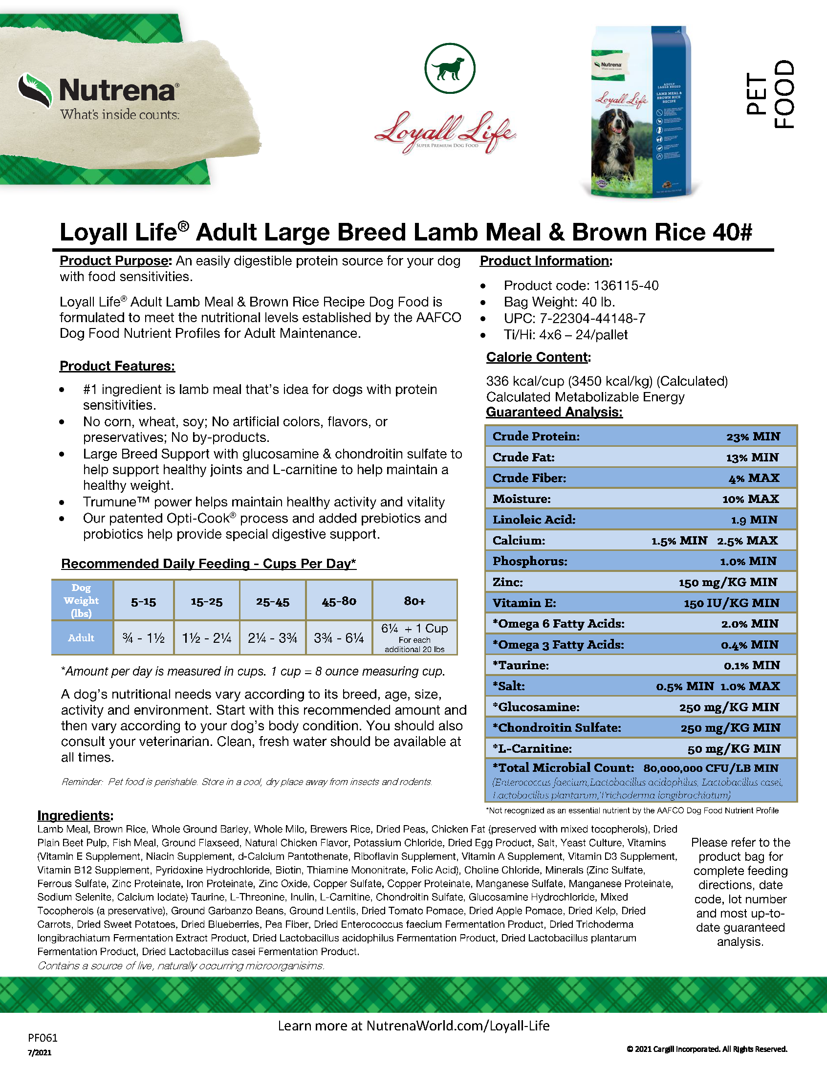 LOYALL LIFE LARGE BREED LAMB 40#